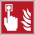 Señal de protección contra incendios autoadhesiva con pictograma: Alarma de incendio, texto en : x 148 mm
