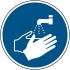 Señal de obligación con pictograma: Lávese las manos x 200 mm