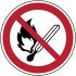 Brady Gebotszeichen mit Piktogramm: Offenes Feuer verboten, Laminierter Polyester B-7541, H 200 mm