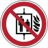 Señal de prohibición con pictograma: No utilizar el ascensor en caso de incendio, autoadhesivo