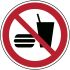Señal de obligación con pictograma: Prohibido comer y beber x 200 mm
