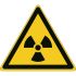 Señal de advertencia con pictograma: Advertencia: Materiales radiactivos "None", autoadhesivo x 173 mm
