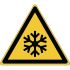 Señal de advertencia con pictograma: Baja temperatura "None", autoadhesivo x 13 mm