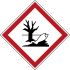 Etiqueta de seguridad contra incendios autoadhesiva con pictograma: Peligroso para el medio ambiente acuático, texto en