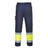Portwest E049 Yellow/Navy Stain Resistant Hi Vis Trousers, 92 → 96cm Waist Size