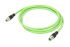 Wago Cat5e Straight Male M12 to Straight Male M12 Ethernet Cable, Aluminium Foil, Tinned Copper Braid, Green