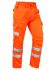 Leo Workwear CT01-O-LEO Orange Water Repellent Hi Vis Trousers, 32in Waist Size
