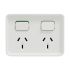 Clipsal Electrical White 2 Gang Plug Socket, 1 Pole, 10A, Type I - ANZ/CN, Outdoor Use