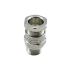 RS PRO Silver Brass Cable Gland, M20 Thread, 3mm Min, 8mm Max, IP68