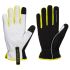 Portwest A776 Black/Yellow Elastic, Goatskin, Nylon, Polyester Mechanic Gloves, Size 9
