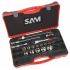 SAM 18-Piece Metric 1/2 in Standard Socket Set with Ratchet, 6 point