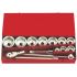 SAM 14-Piece Metric 1 in Standard Socket Set with Ratchet, Square