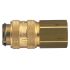 Legris Nickel Plated Brass Female Pneumatic Quick Connect Coupling, 1/8 in Female 16mm Female Thread