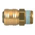 Legris Brass Female Pneumatic Quick Connect Coupling, BSPP 1/4 in Male 25mm Male Thread
