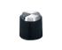 Mando de potenciómetro OKW, eje 6mm, diámetro 14.1mm, Color Negro, indicador Negro Eje redondo