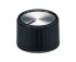 Mando de potenciómetro OKW, eje 6mm, diámetro 20mm, Color Negro, indicador Negro Eje redondo