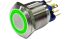 RND RND 210 Series Illuminated Vandal Proof Push Button Switch, On-(On), Panel Mount, 22mm Cutout, 1NC, 1NO, Green LED,