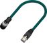 RS PRO Right Angle Male 4 way M12 to Straight Male 4 way M12 Actuator/Sensor Cable, 2m