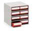 Treston Kunststoff Schubladenmagazin Rot, 8 Einschübe, 395mm x 400mm x 400mm