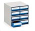 Treston Kunststoff Schubladenmagazin Blau, 8 Einschübe, 395mm x 400mm x 300mm