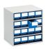 Treston 16 Drawer Storage Unit, Plastic, 395mm x 400mm x 300mm, Blue