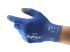 Ansell HyFlex 11-618 Blue Nylon Abrasion Resistant, General Purpose Gloves, Size 8, Medium, Polyurethane Coating