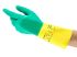 Ansell AlphaTec 87-900 Green, Yellow Cotton Chemical Resistant Gloves, Size 10, XL, Latex, Natural Rubber Coating
