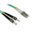 RS PRO LC to ST Duplex Multi Mode OM3 Fibre Optic Cable, 3mm, Light Blue, 1m