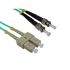 RS PRO ST to SC Duplex Multi Mode OM3 Fibre Optic Cable, 3mm, Light Blue, 500mm