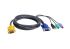 KVM-kabel, 6-polet Mini-DIN, USB A, VGA til SPHD, Sort