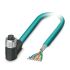 Phoenix Contact Cat5 Right Angle Male Pigtail to Straight Female M12 Ethernet Cable, Shielded, Blue Polyurethane