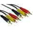 RS PRO Male RCA x 3 to Male RCA x 3 RCA Cable, Black, 1.2m