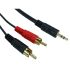 RS PRO Male RCA x 2 to Male 3.5mm Stereo Jack RCA Cable, Black, 3m