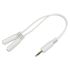 RS PRO Male 3.5mm Stereo Jack to Female 3.5mm Stereo Jack x 2 Aux Cable, White, 200mm