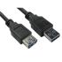 RS PRO USB 3.0 Cable, Male USB A to Female USB A USB Extension Cable, 1m