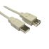 RS PRO USB 2.0 Cable, Male USB A to Female USB A USB Extension Cable, 0.5m