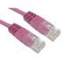 RS PRO Cat5e Straight Male RJ45 to Straight Male RJ45 Ethernet Cable, UTP, Pink PVC Sheath, 500mm