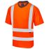 Leo Workwear T01-O-LEO Orange Unisex Hi Vis T-Shirt, M
