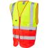 Chaleco de alta visibilidad Unisex Leo Workwear de color Naranja, amarillo, talla S, cierre con Zip