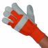 Liscombe 574 Grey Cotton, Leather Material Handling Work Gloves, Size 9, Kevlar Coating