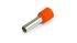 Vogt Insulated Bootlace Ferrule, 8mm Pin Length, 1mm Pin Diameter, Orange