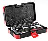 RS PRO Steckschlüsselsatz , 40-teilig, 3/8 Zoll, Adapter, Bits, Verlängerung, Ratsche, Buchsen