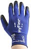 Ansell HyFlex 11-618 Black Nylon Work Gloves, General Purpose, Size 8, Medium, Polyurethane Coating