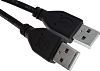RS PRO USB-kábel, USB A - USB A, Fekete, 1m