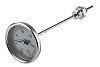Jumo Immersion Dial Thermometer 0 → +250 °C, 608002/0180-834-847-6-104-26-26-200/000