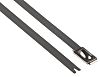HellermannTyton Cable Tie, Roller Ball, 362mm x 4.6 mm, Metallic 316 Stainless Steel, Pk-100