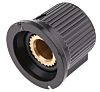 RS PRO Potentiometerknap, Sort, grå, 21mm, med Hvid mærkestreg, 6.35mm aksel Cirkulær