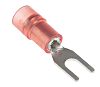 RS PRO Gaffelkabelsko, Isoleret, Rød, For M3 (#4) Skrue 16AWG 1.5mm² 22AWG 0.5mm²