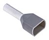 RS PRO Insulated Crimp Bootlace Ferrule, 12mm Pin Length, 3.8mm Pin Diameter, 2 x 4mm² Wire Size, Grey