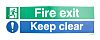 Etichetta di sicurezza antincendio RS PRO "Fire Exit Keep Clear, in Inglese, 150 mm x 450mm Etichetta